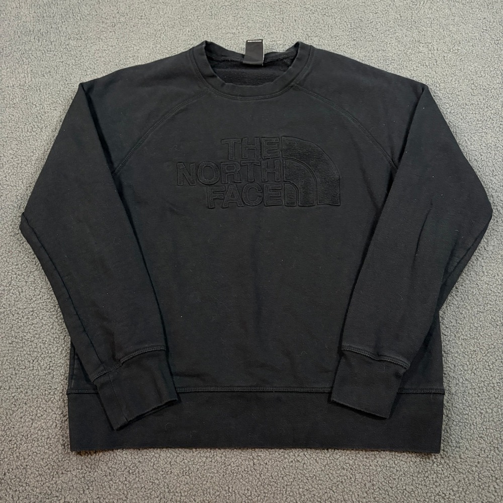 The North Face Sweatshirt Womens L Black A3X4U Embroidered Logo Crewneck